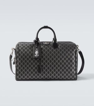 Gucci Gg Leather-Trimmed Duffel Bag - Black