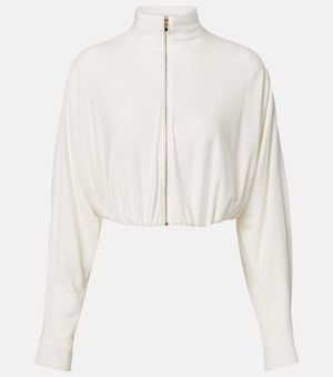 Alaïa Chaqueta De Jersey Con Cuello Mock Drapeado - Blanco
