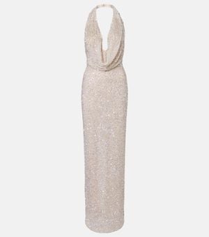 Rachel Gilbert Sequined Gown - White