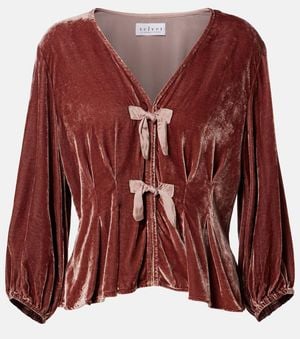 Velvet Top Elida Aus Samt - Rot