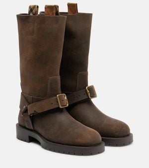 Burberry Stiefel Soft Saddle Aus Veloursleder - Braun