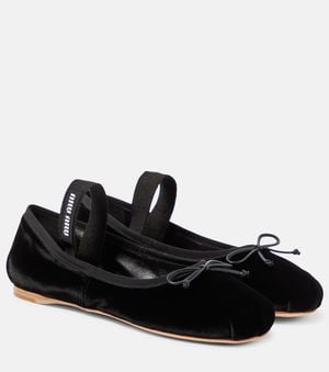 Miu Miu Flat-Heeled Ballerina Shoes For By - Black