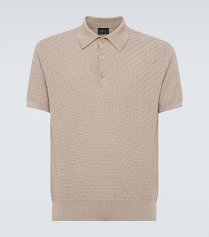 Brioni Cotton, Silk And Cashmere Polo Shirt - Natural
