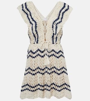 Anna Kosturova Seaside Crochet Cotton Polo Dress - Red