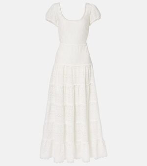 RIXO London Remi Broderie Anglaise Cotton Midi Dress - White