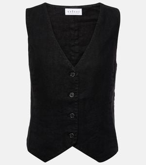 Velvet Mylie Linen Vest - Black