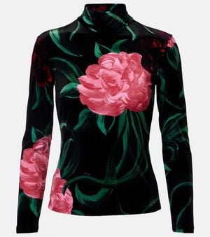 La DoubleJ Floral Turtleneck Top - Red
