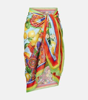 Dolce & Gabbana Bedruckter Pareo Aus Baumwolle - Weiß