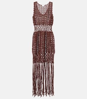 Anna Kosturova Fringed Cotton Minidress - Purple