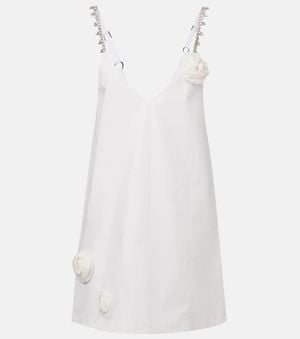 Area Embellished Floral-Applique Minidress - White