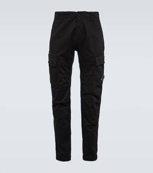 C.P. Company Cotton Sateen Cargo Trousers - Black