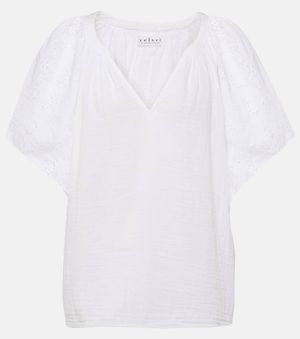 Velvet Tish Embroidered Cotton Top - White