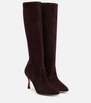 Manolo Blahnik Stiefel Myconia Aus Veloursleder - Braun