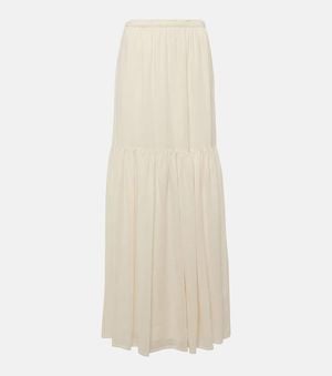 Max Mara Cafila Tiered Wool Maxi Skirt - Natural