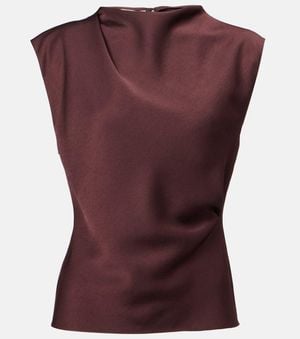 Vince Draped Satin Top - Purple