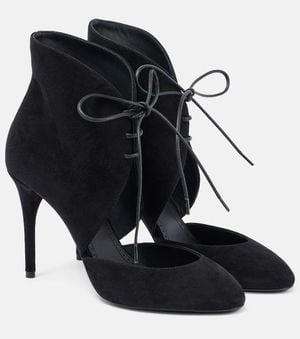 Alaïa Cutout Suede Ankle Boots - Black