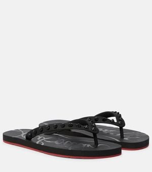 Christian Louboutin Loubi Flip Zehensandalen Aus Gummi Mit Stachelnieten - Schwarz
