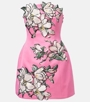 LEO LIN Floral-Applique Embroidered Minidress - Pink