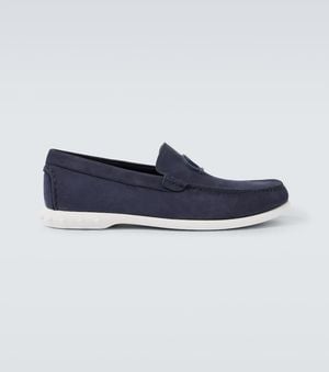 Christian Louboutin Moonboat Leather Boat Shoes - Blue