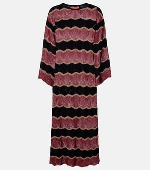 La DoubleJ Hang Ten Cotton-Blend Lame Kaftan - Red