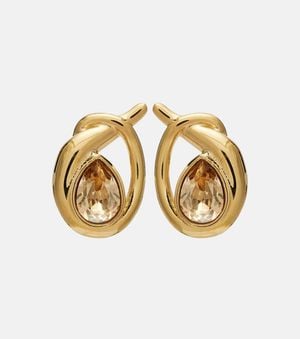 Oscar de la Renta Looped Crystal-Embellished Earrings - Metallic
