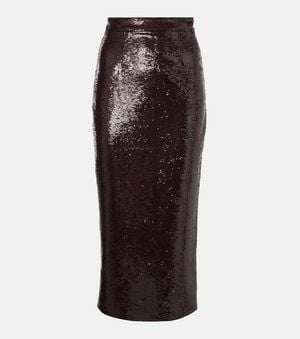 Roland Mouret Sequined Midi Skirt - Brown