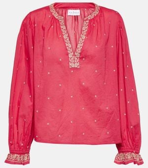 Velvet Besticktes Top Ania Aus Baumwolle - Pink