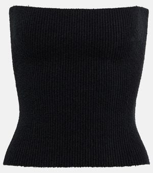 Wardrobe NYC Strapless Ribbed Cotton Top - Black
