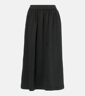 Velvet Sophia Cotton-Blend Twill Midi Skirt - Black