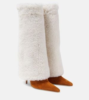 Magda Butrym Bottes En Shearling Et Daim - Blanc