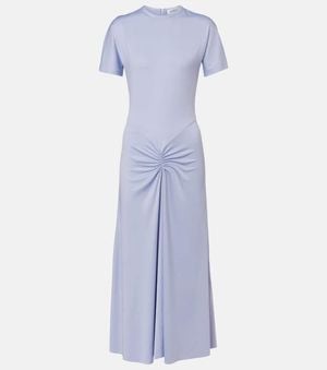 Victoria Beckham Gathered Jersey Midi Dress - Blue