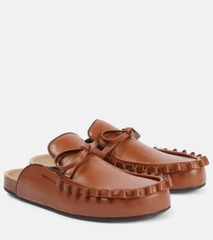JW Anderson Ruffled Leather Mules - Brown