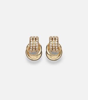 STONE AND STRAND Boucles D'Oreilles Forme Knot En Or 14 Ct Et Diamants - Blanc