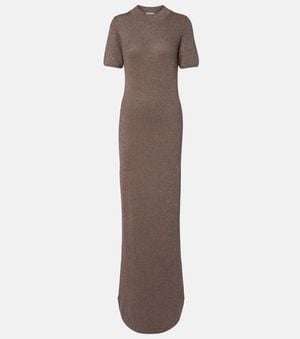 Brunello Cucinelli Ribbed-Knit Cashmere-Blend Maxi Dress - Brown