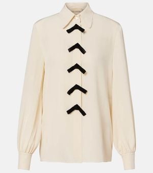 Valentino Bow-Detail Silk Crepe De Chine Blouse - Natural