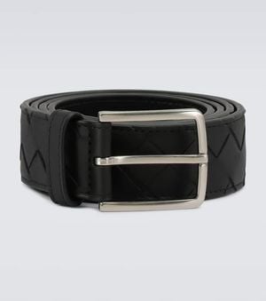 Bottega Veneta 3.5Cm Intrecciato Leather Belt - Black