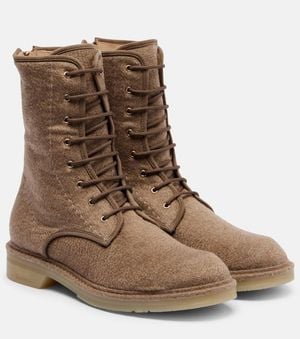 Max Mara Schnuerstiefel Baker Aus Kaschmir - Braun