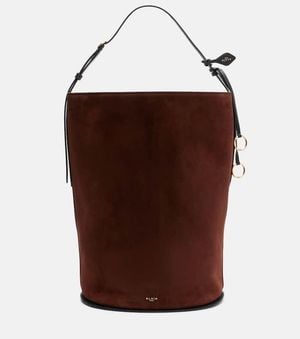 Alaïa Hip Large Leather-Trimmed Suede Bucket Bag - Brown