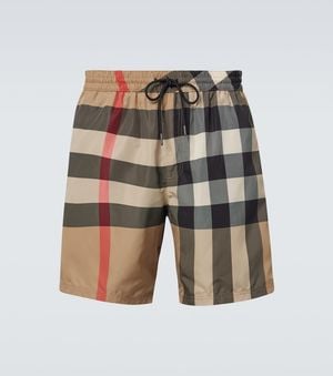 Burberry Check Swim Trunks - Natural