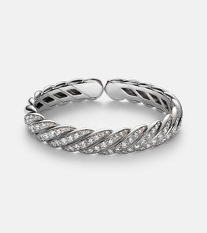 David Yurman Bracelet Sculpted Cable Flex En Or Blanc 18 Ct Et Diamants - Métallisé