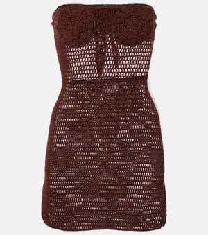 Anna Kosturova Floral Crochet Cotton Bustier Dress - Purple