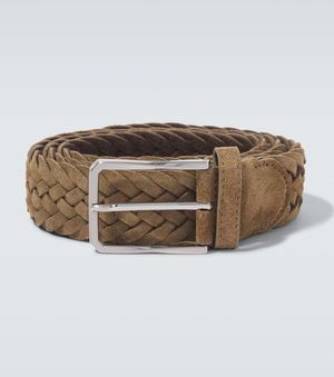 Canali Braided Suede Belt - Brown