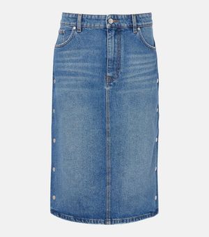 Stella McCartney Mid-Rise Denim Pencil Skirt - Blue