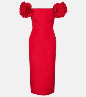 Carolina Herrera Off-Shoulder Silk Cocktail Dress - Red