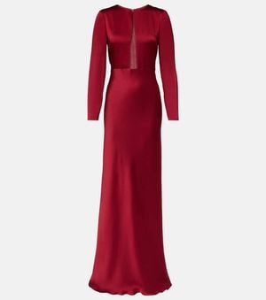 Max Mara Bird Satin Maxi Dress - Red