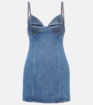 Area 'Crystal Embellished Cup' Dress - Blue