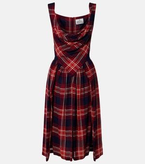 Vivienne Westwood Sunday Tartan Draped Bustier Dress - Red