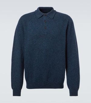 Sunspel Wool Polo Shirt - Blue
