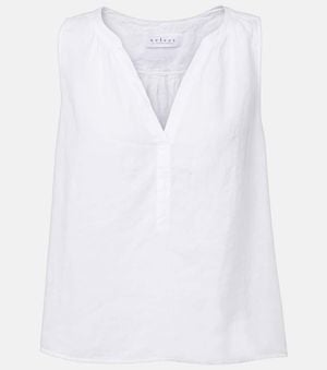 Velvet Tacy Linen Top - White
