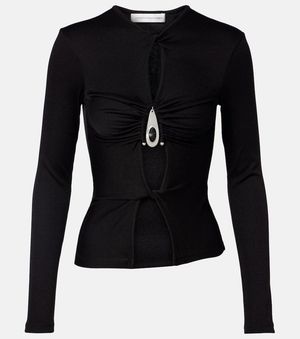 Christopher Esber Cutout Ribbed-Knit Top - Black